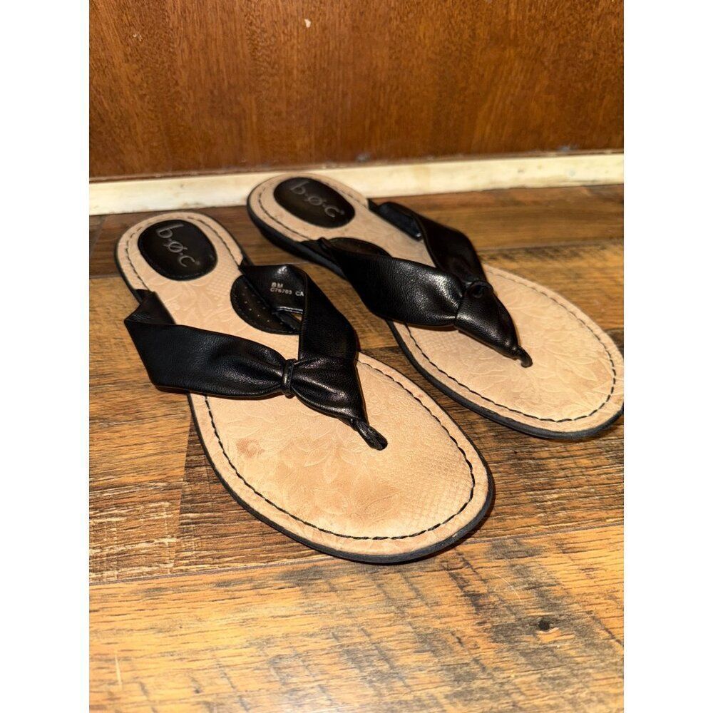 BOC Born Concept Black Thong Sandals Slip On Casual Comfort Shoes Size 8